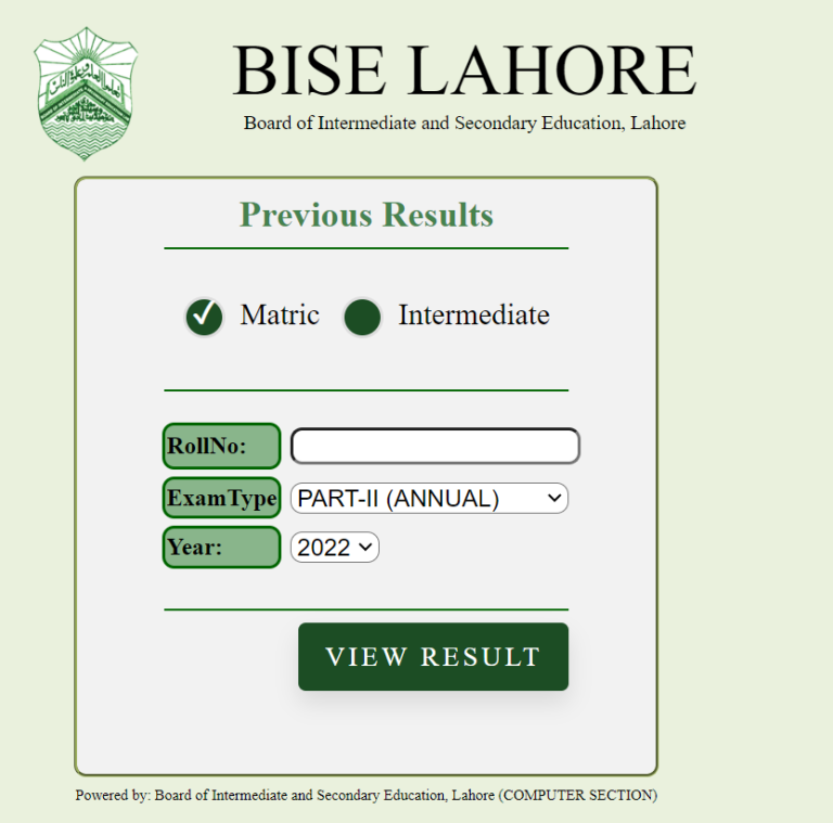 10th Class Result 2023 BISE Lahore Board – Matric BiseLahore